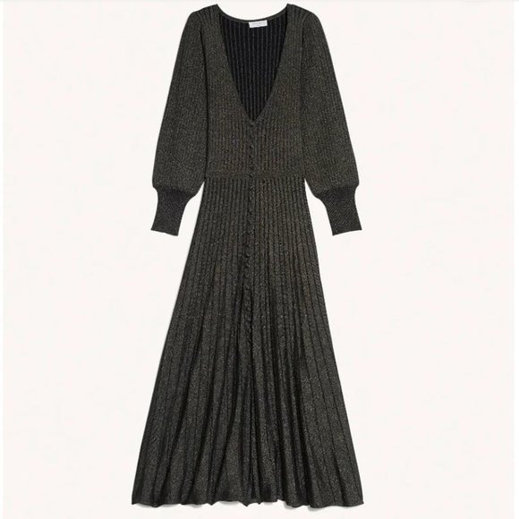 SANDRO Paris Aure Metallic Long Lurex Knit Dress! - Picture 9 of 16